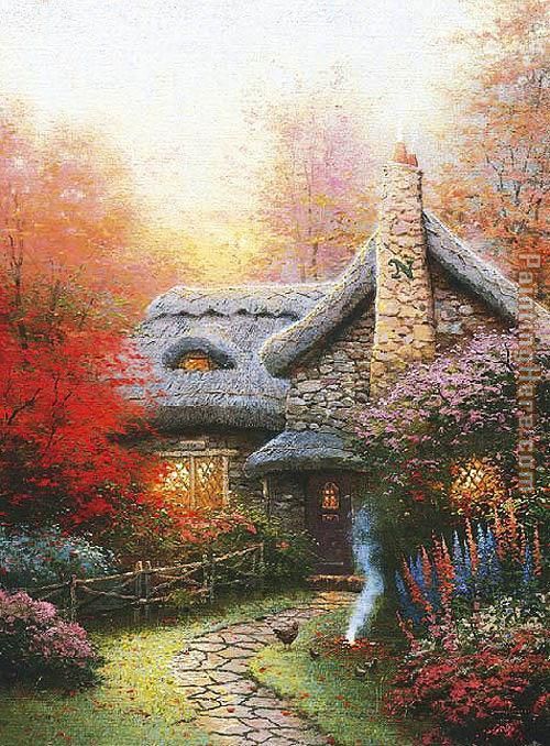 Autumn at Ashley's Cottage painting - Thomas Kinkade Autumn at Ashley's Cottage art painting